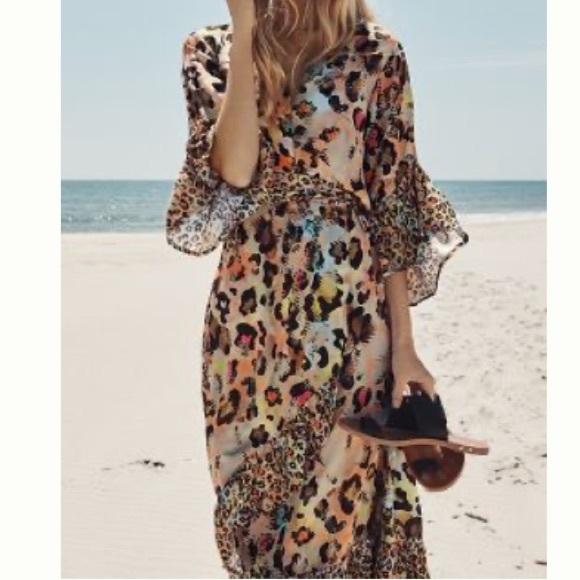 Sadie leopard colorful wrap dress by blank London purchased from Anthropologie - Picture 1 of 6